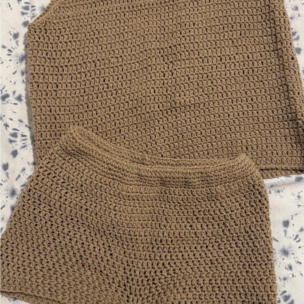 Handmade Crochet Tan Top and Shorts Set